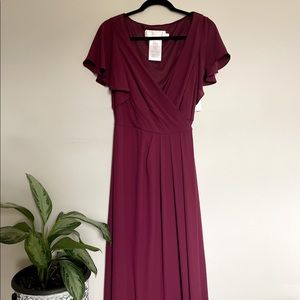 David’s Bridal Flutter Sleeve Georgette Wrap Bridesmaid Dress